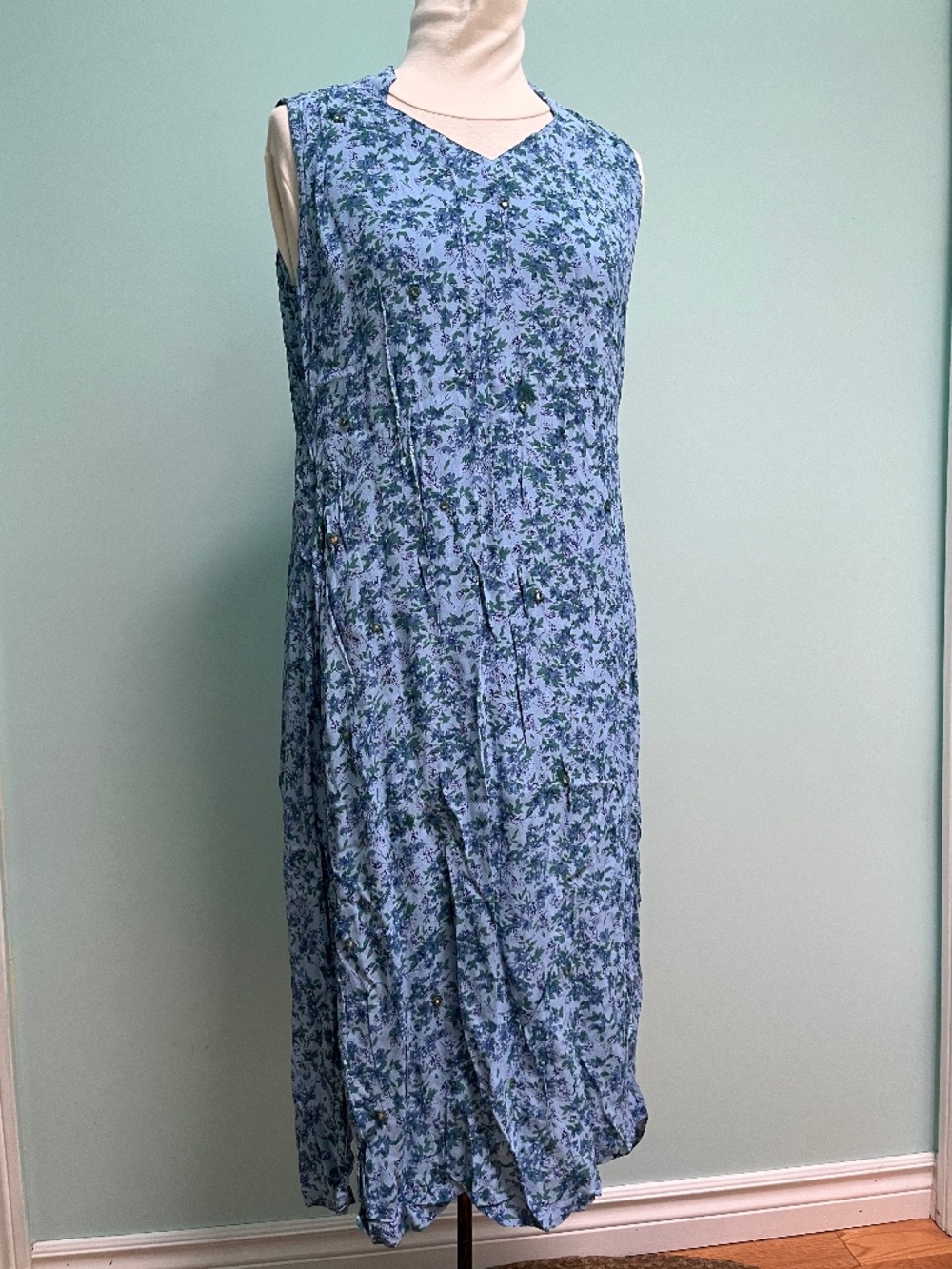 April Cornell maxi summer dress, blue, Sz S